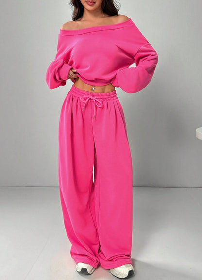 Open Shoulder Knitted Long Sleeve Suit