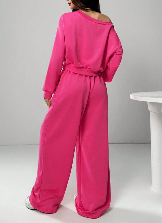 Open Shoulder Knitted Long Sleeve Suit